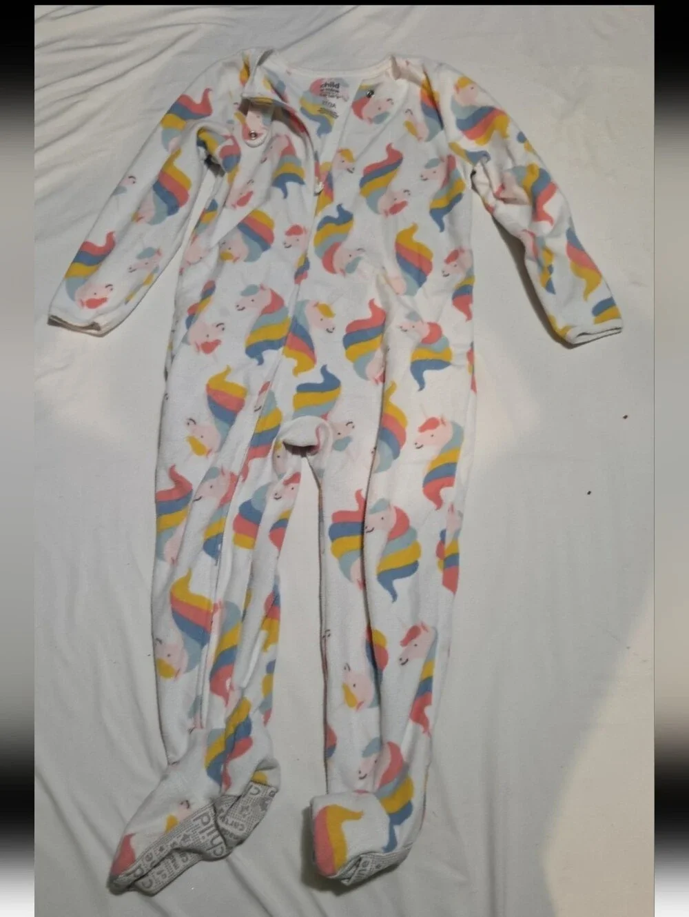 Carters girls 3T unicorn onesie romper pajamas #07